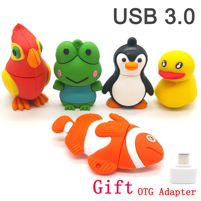 Флеш накопитель USB 3 0 с мультяшным пингвином и животными 4 ГБ 8 16 32 64 Usb флеш