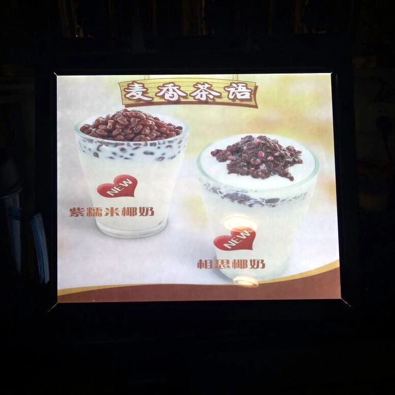 Яркая осветительная светодиодная рамка с зеркальной поверхностью вывески меню