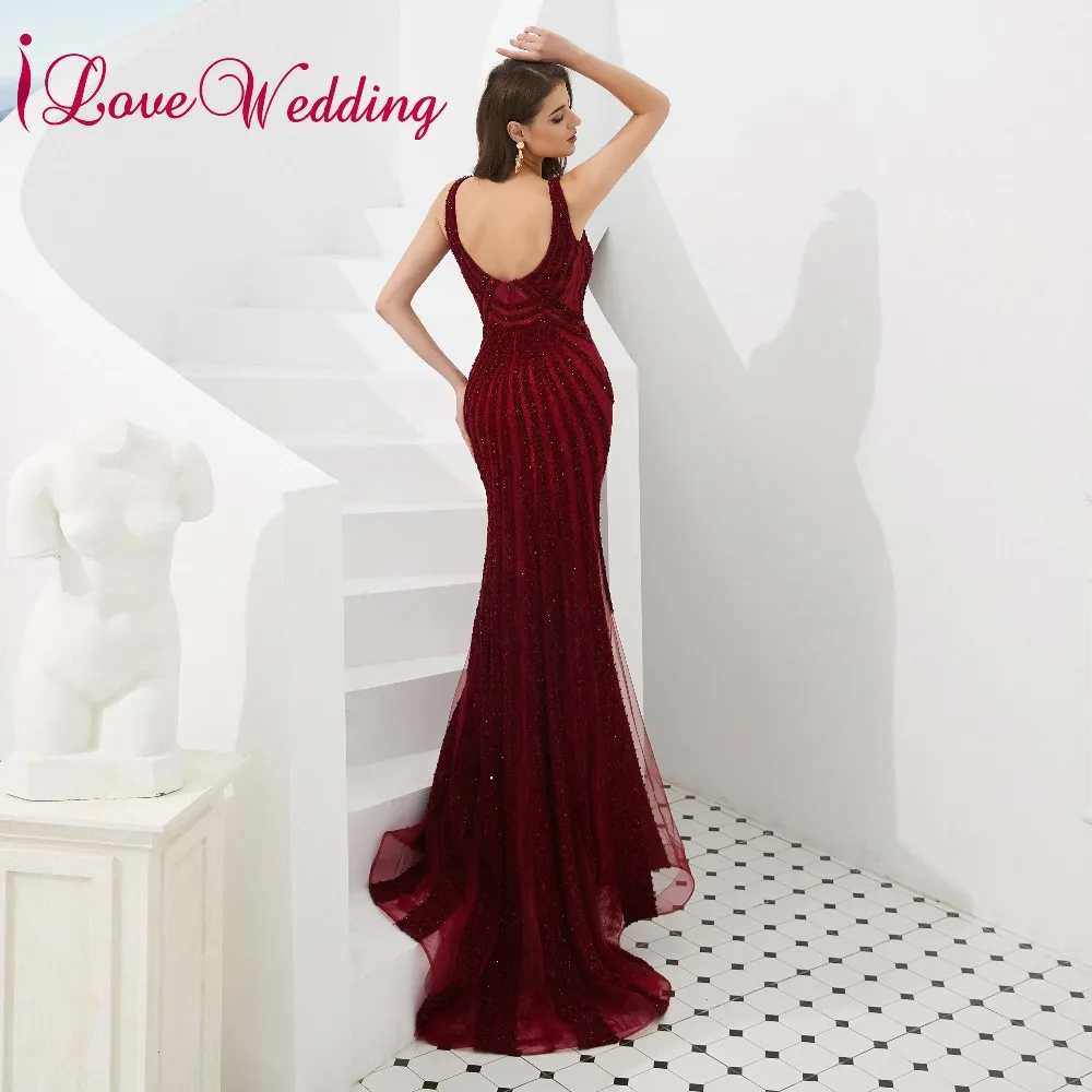 Очаровательные свадебные длинные элегантные платья ilovebridal с V образным вырезом и