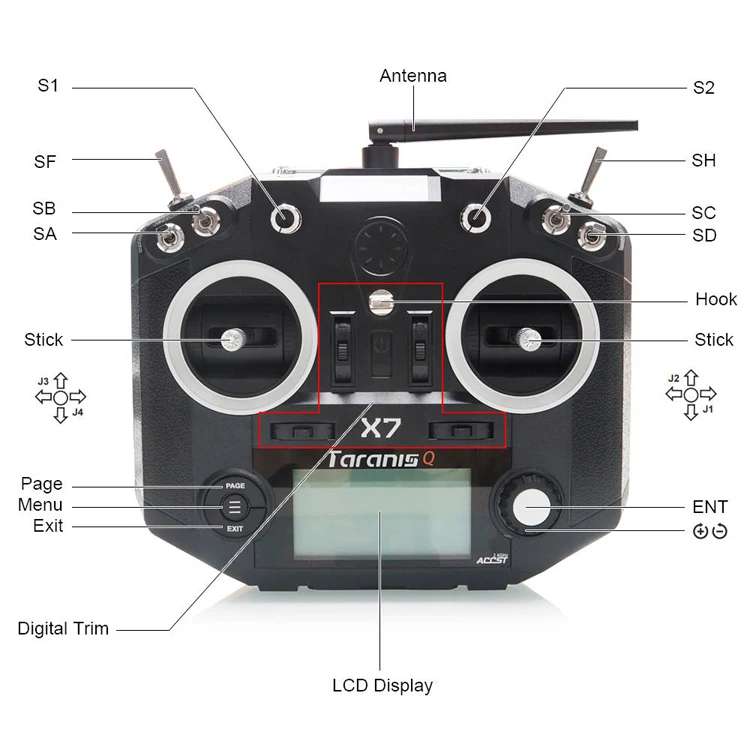 Передатчик FrSky ACCST Taranis Q X7 QX7 2 4 ГГц 16 каналов без приемника для мультикоптера