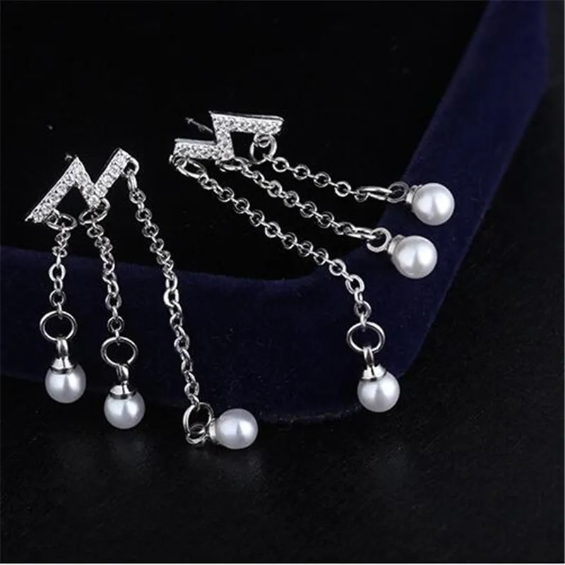 2019 New Design Tassels Pearls Earrings 925 Sterling Silver Drop For Women Fine Jewelry Free Shipping Brincos | Украшения и