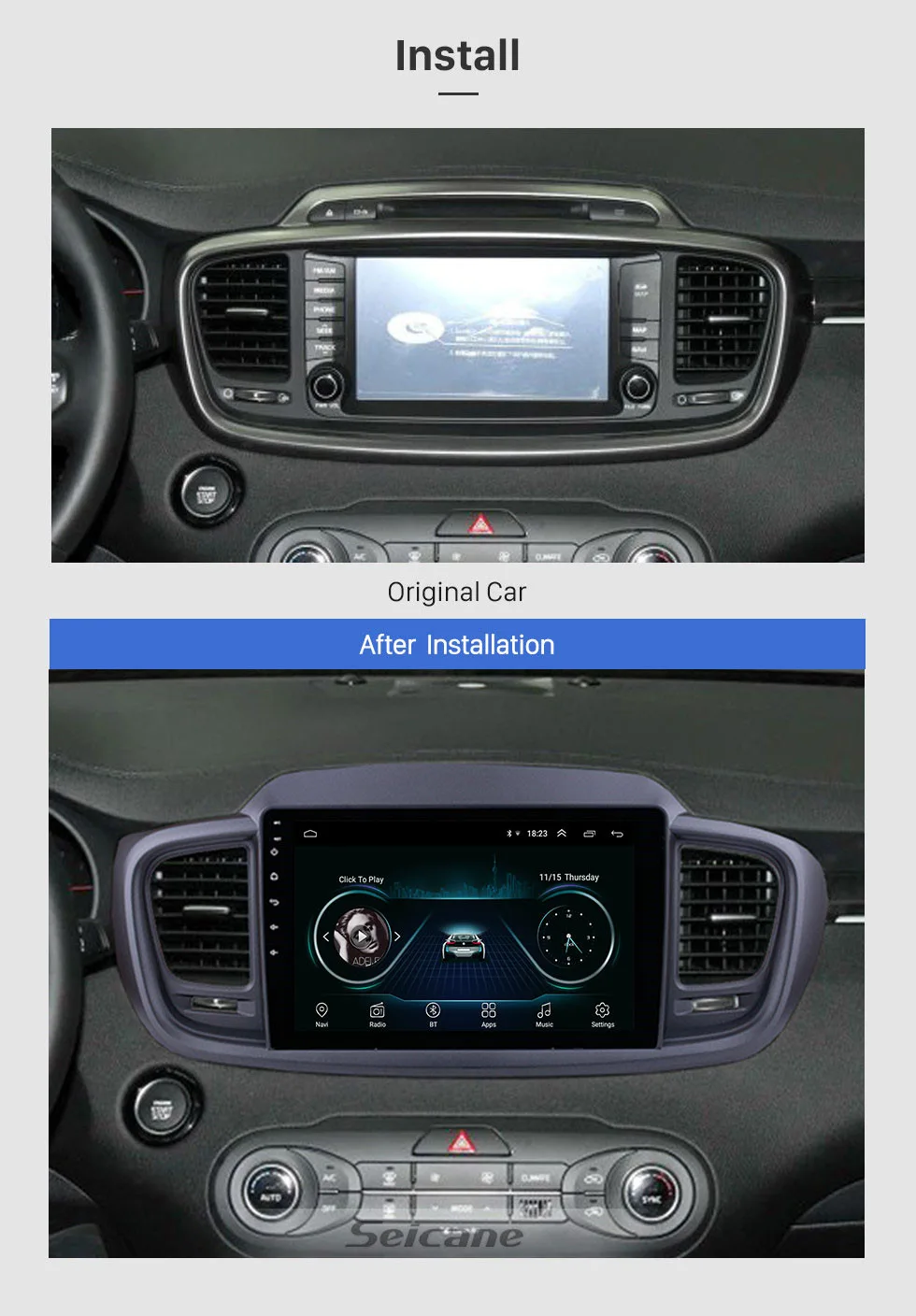 Seicane 10,1 дюймов Android 8,1 2Din автомобильный радиоприемник с навигацией GPS мультимедийный плеер для KIA SORENTO левый руль Bluetooth