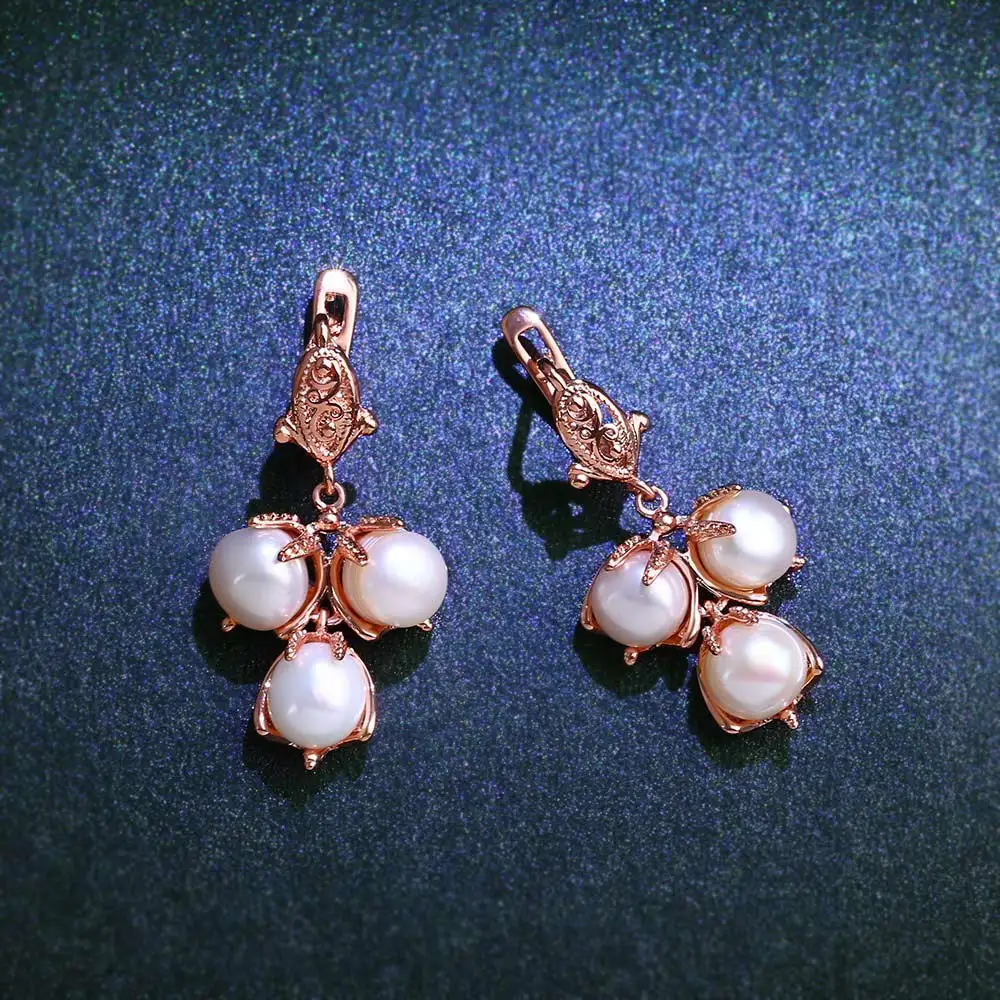 Золотые серьги OCESRIO с 585 натуральным жемчугом женские подвески из золота