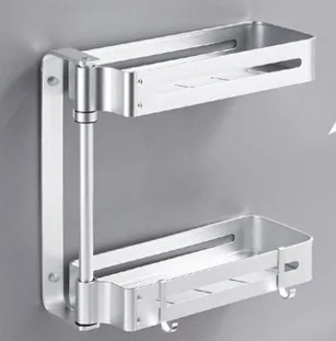 2 Layers A Silver Кухонные стеллажи из алюминиевого сплава, держатели, вращающийся многослойный настенный стеллаж для приправ, ванная душевая кабина хранение 08162 - Цвет: 2 Layers A Silver