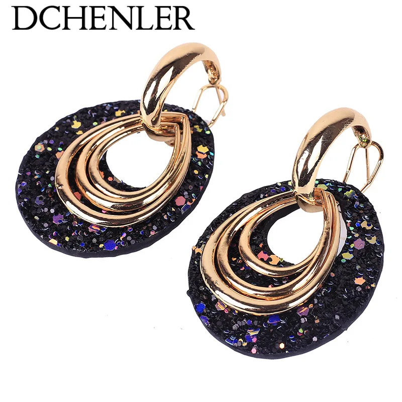 DCHENLER капли большие серьги из кожи цинковый сплав длинные Brinco sieraden oorbel вешалки voor