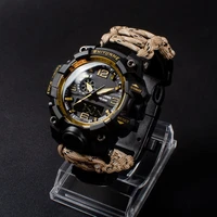 shiyunme sports waterproof military watch men led digital quartz dual display compass chronograph mens watch relogio masculino