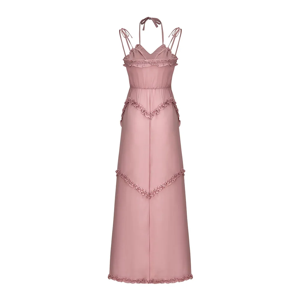 Женское длинное платье в стиле бохо Клубное облегающее макси на тонких бретелях