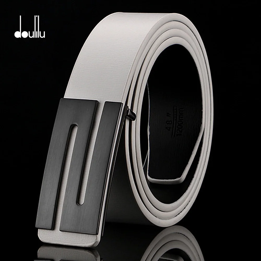 men belts DOULILU воловья кожа пояса из натуральной кожи для мужчин ремень мужской гладкой пряжкой винтажные джинсы ковбойские повседневные дизайнерские брендовые пояса - Color: men belts