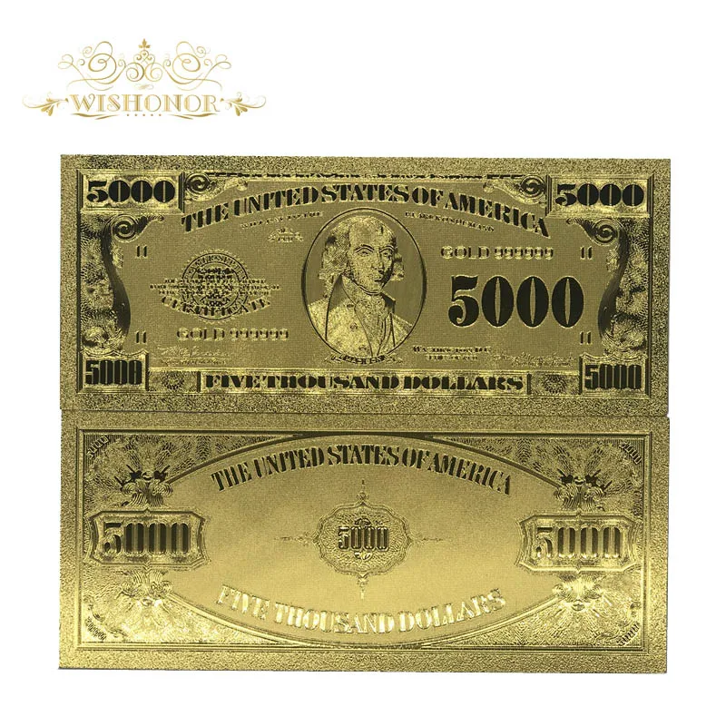 5000 10 шт./лот, США, золотые банкноты, 1 миллион долларов, банкноты в 24 К золотой бумаге, деньги для сбора и бизнес-подарка - Цвет: 5000