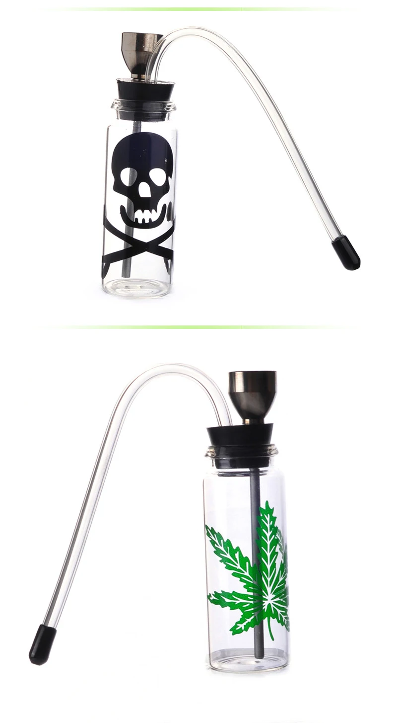 ONUOSS Fashion Design Smoking Cigarette Glass Pipes Mini Water Pipe Hookah Cigarette Filter Tips Glass Bottle Shisha 141F