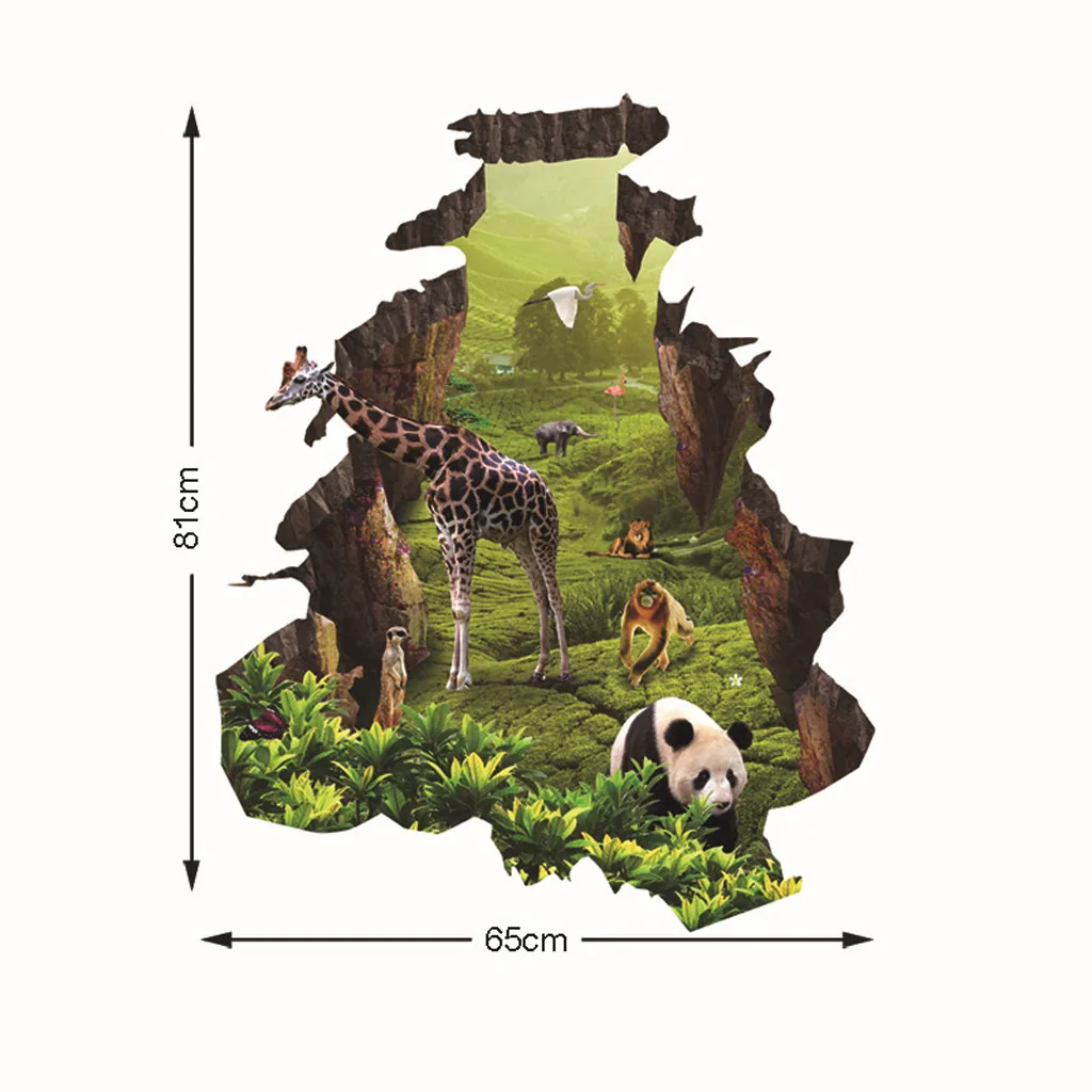 3D Wall Stickers Cartoon Giraffe Panda Zoo Wallpaper For Kids Room Kindergarten Home Decor Decals PVC Mural Art Diy Poster | Дом и сад