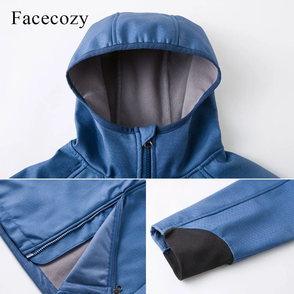 Facecozy Мужская зимняя флисовая ветровка с капюшоном мотоциклетная куртка