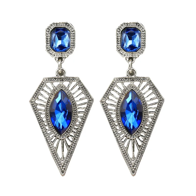 Женские серьги капельки с геометрическим узором винтажные античные серебряным