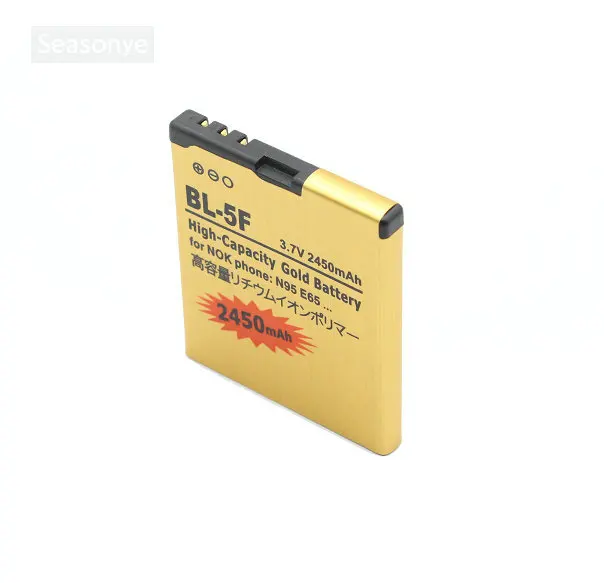 Seasonye 2450 мАч BL-5F / BL5F BL 5F Золото Замена Батарея для Nokia N95 N93 N93i E65 N96 N98 6210 6290 6210S 6210N 6710N |