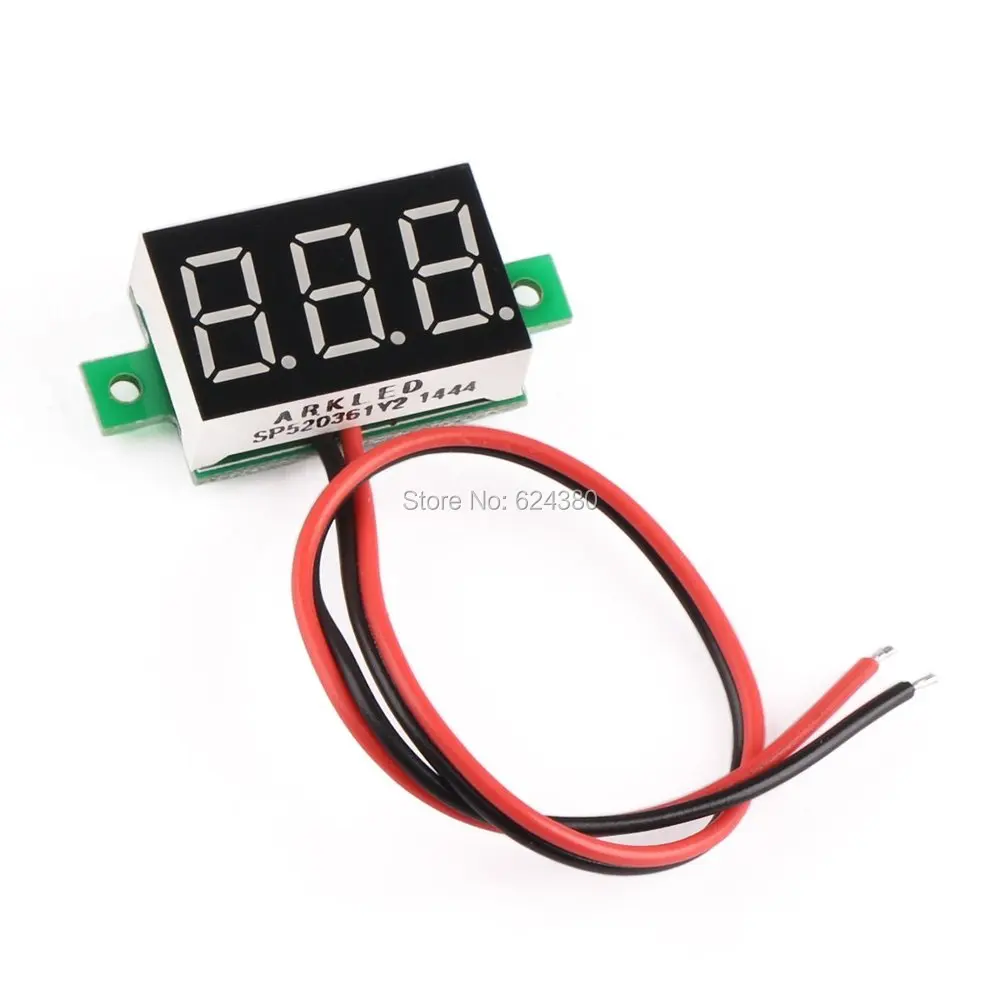 Зеленый светодиодный цифровой Вольтметр 0 36 дюйма автомобильный вольт