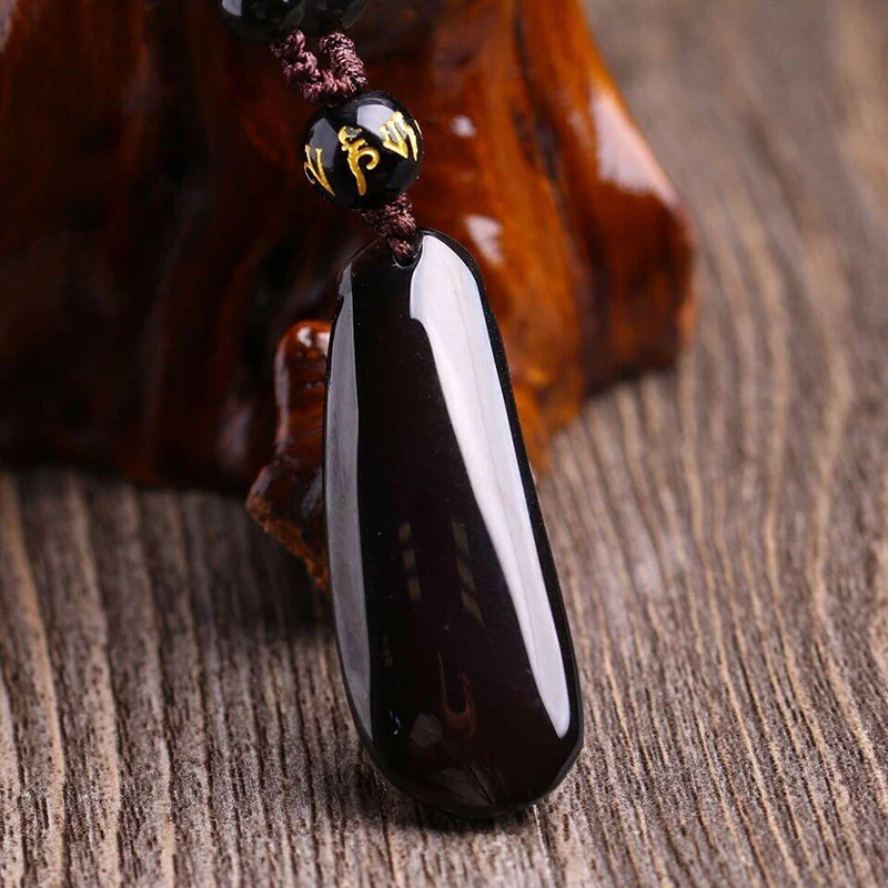 Женские Подвески с натуральным камнем радужного глаза черные обсидиана