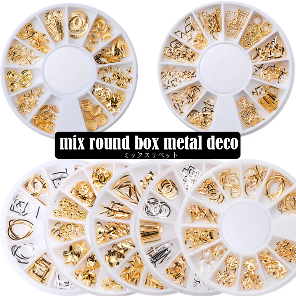 

1 Wheel 12 Girds Mix Hollow Metal Alloy Rivet Nail Art Decoration Accessories Tips DIY Design UV Gel Polish Manicure Tools