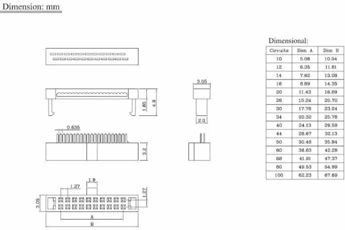 10 шт./лот 1,27 мм Шаг IDC 6P 8 10 12 14 16 20 24 26-30; большие размеры 34-40 50 Pin FC наружный коллектор Разъем Кабельный
