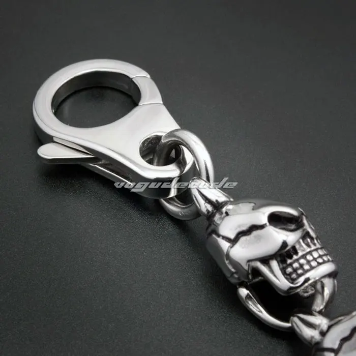 Unique Fashion Waist Pendant Solid 316L Stainless Steel Cool Men's Biker Tribal Totem Huge Skull Keychain Keyring 6H001KC | Украшения и