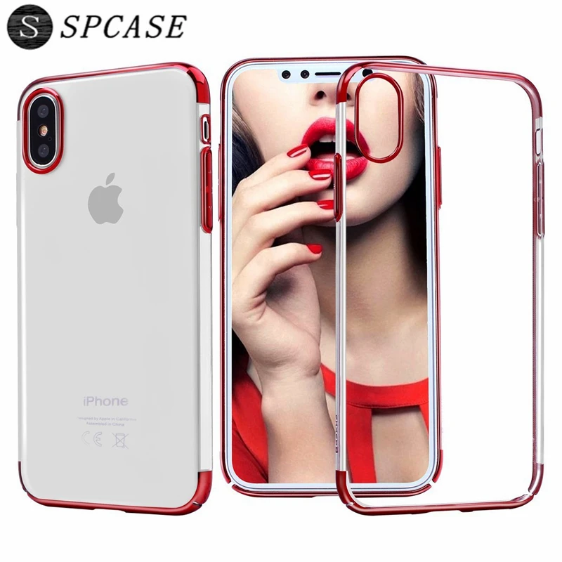 SPCASE Роскошный прозрачный покрытие прозрачные чехлы для Apple iPhone X 8 плюс 7 6 s сияющее