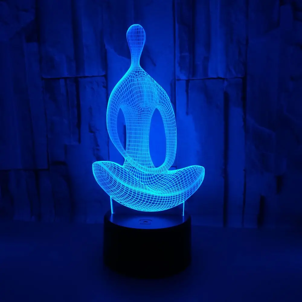 Йога Медитация 3D свет Иллюзия ночник 7 цветов креативная USB акриловая