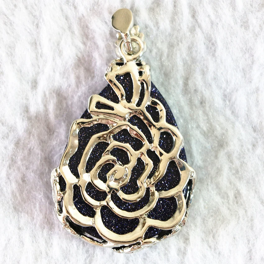 Ювелирные изделия делает выводы синий песчаник teardrop и овальной формы подвеска