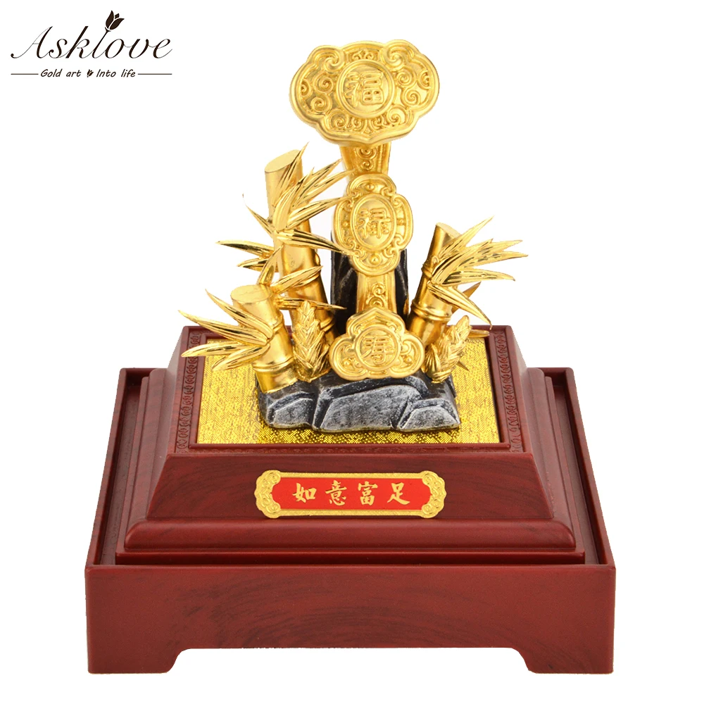 Фортуна Бамбук 24K Золотая фольга украшения счастливый бамбук бонсай собирать