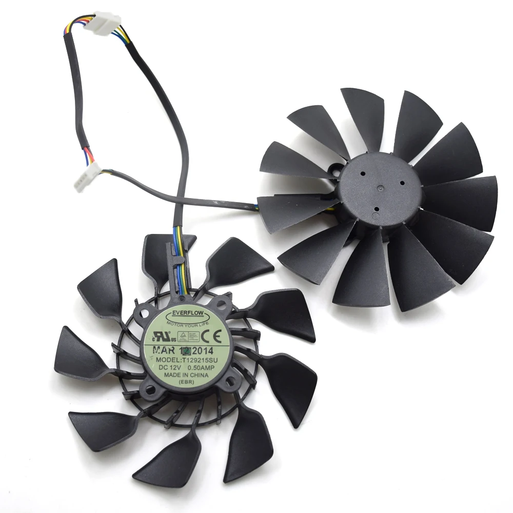 2 шт./лот кулер EVERFLOW T129215SU DC 12 В 0.5A 5Pin GPU VGA для видеокарты R9 390 /R9 390X|vga cooler fan|cooler faneverflow