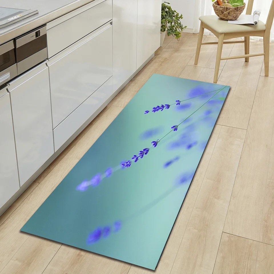Фиолетовый Лавандовый половик с цветочным рисунком кухня пол коврик Carpetd для гостиной ванная комната прикроватный матд Открытый коврик у входной двери