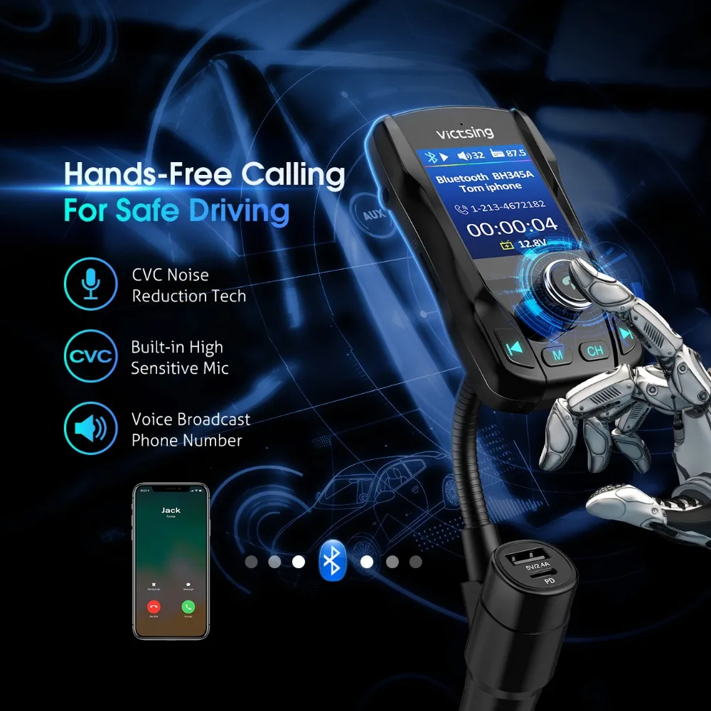 VicTsing 1," FM Bluetooth передатчик PD& QC3.0 беспроводной радио адаптер аудио приемник Поддержка Hands-free TF карта/Aux/u-диск