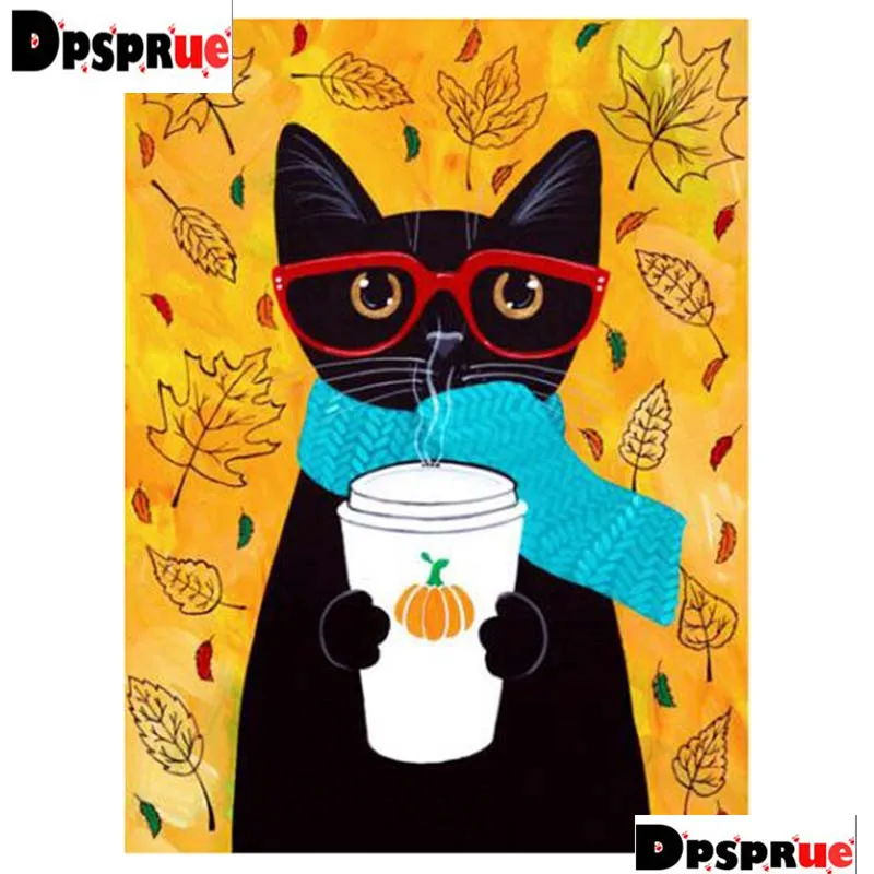 

Dpsprue Full Square/Round Diamond Painting Cross Stitch Diamond 3D Embroidery Animal Cat DIY 5D Moasic Home Decor Gift K57