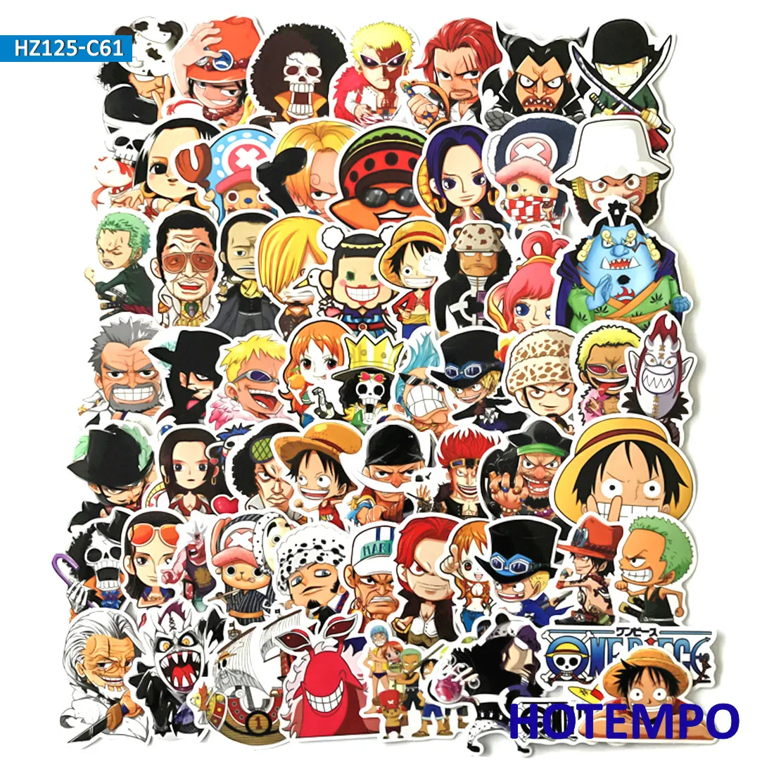 60 шт. one piece tv аниме мультфильм наклейки для мобильного телефона ноутбука багаж гитары чехол скейтборд фиксированная передача велосипед наклейка наклейки