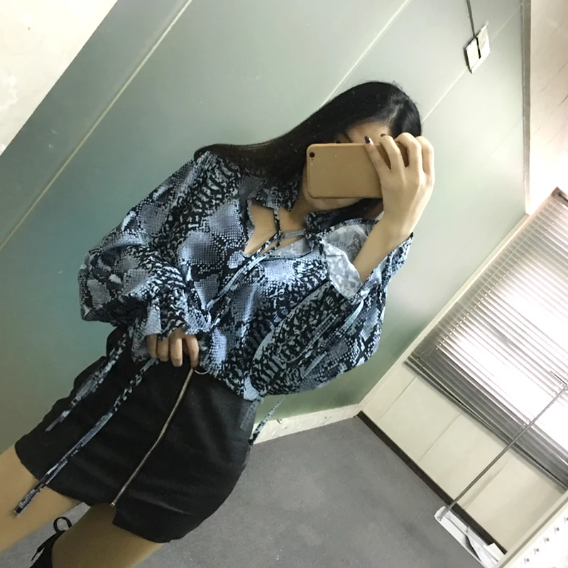 Женские топы из хлопка и полиэстера свободная рубашка со змеиным принтом 2019| |