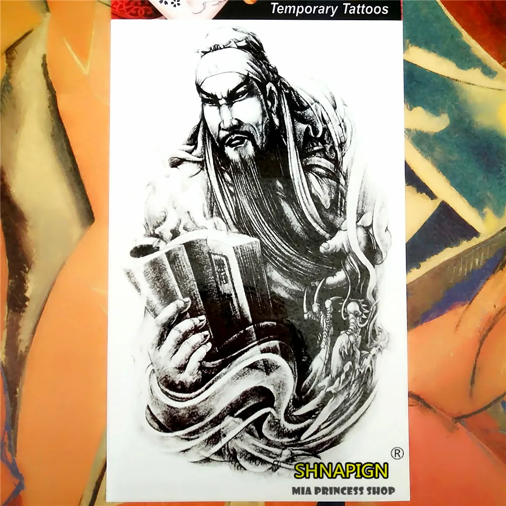 Фото SHNAPIGN China Guan Yu временная татуировка боди-арт 12*20 см флэш-Татуировка наклейка s