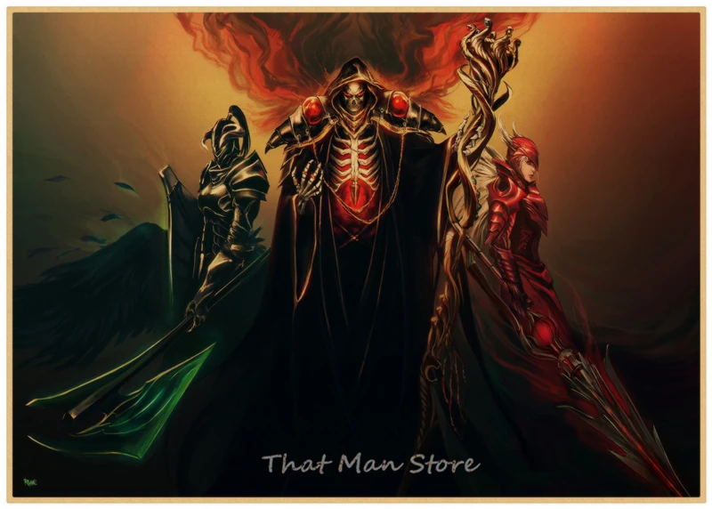Overlord Ainz Ooal Gown Albedo Shalltear Bloodfallen Kraft Poster Retro Wall Stiecker Japanese Anime 42*30CM | Дом и сад