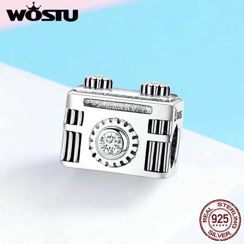 WOSTU популярный 100% 925 пробы Серебряный Винтажный чехол для камеры очаровательный