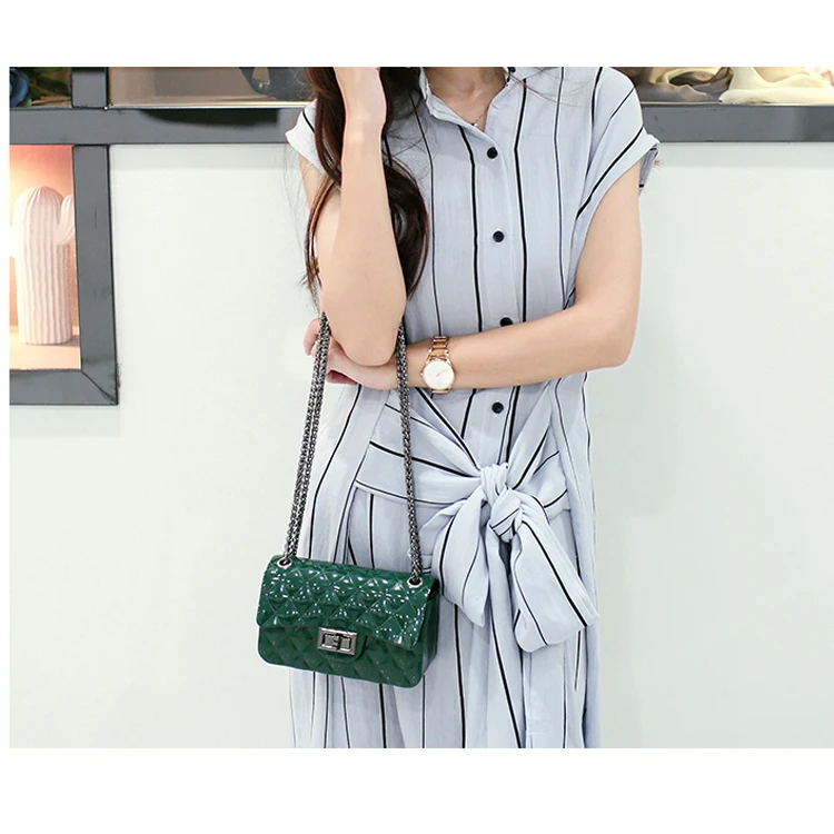 15 Colors Silica Gel Female Mini Chain Jelly Bag Women Diamond Lattice Small Flap Girl Casual Clutch Silicone (XJJY16) | Багаж и сумки