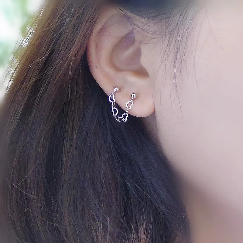 1 pair style 3 Комплект из двух уха крепежное отверстие стерлингового серебра серьги 925 серебро с двойным ушным отверстием Бусы из Пуссеты - Окраска металла: 1 pair style 3