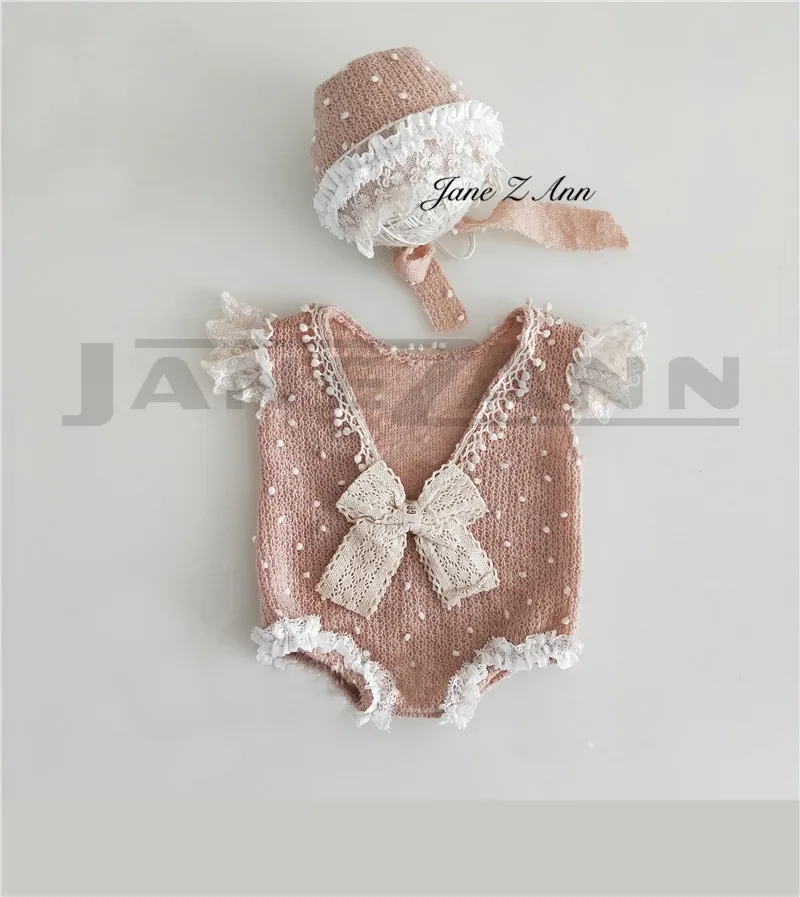 19-6 Jane Z Ann Новорожденный ребенок реквизит для фото младенца Студия фото съемки наряды цветок шляпа+ платье творческие идеи изображения аксессуары - Цвет: 19-6