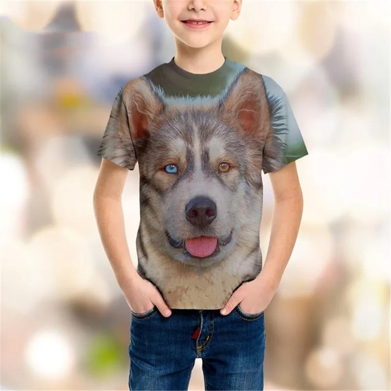 Liumaohua/детская модная Толстовка Футболка с 3D-принтом животных собак СИБ Хаски