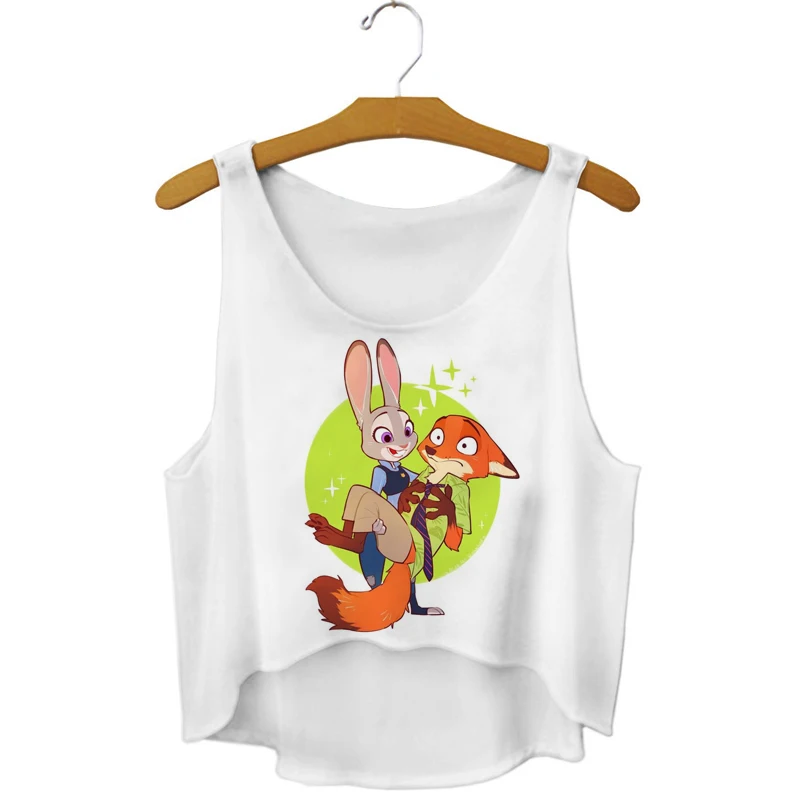 Dingtoll новые модные Мультяшные лисы Любовь Кролик кроп топы милые Kwaii Tumblr Топы Mujer