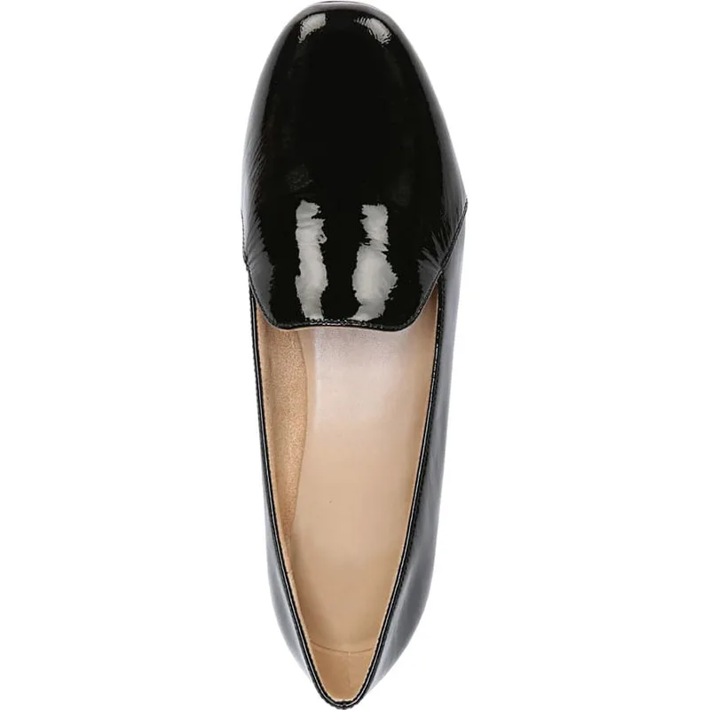 Черные лоферы на плоской подошве с закругленным мысом женские весенние офисные