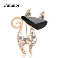 brand new cat brooches for womens hat bag scarf clip pins crystal cute animal broche mujer gold color metal party bijouterie