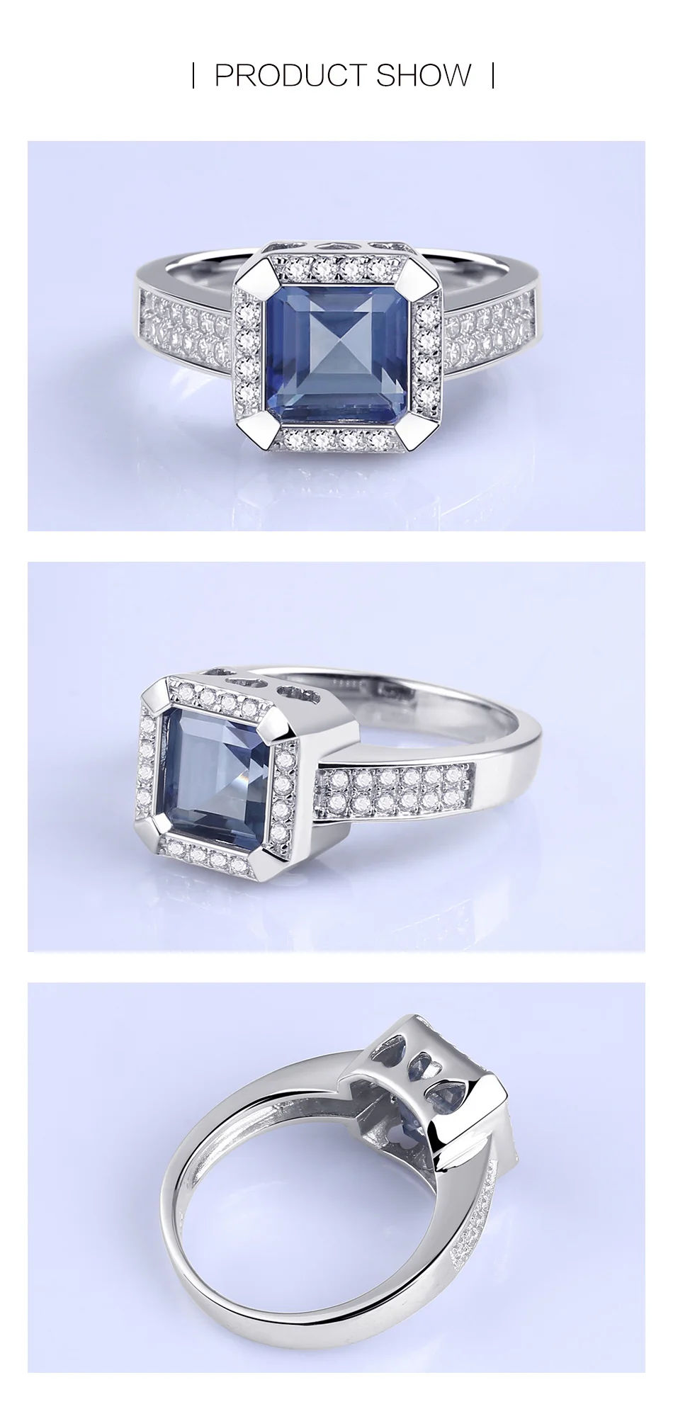Gem's Ballet 2.2Ct натуральный иолит синий мистический кварцевый камень винтажные кольца твердые 925 пробы серебряные ювелирные изделия для женщин