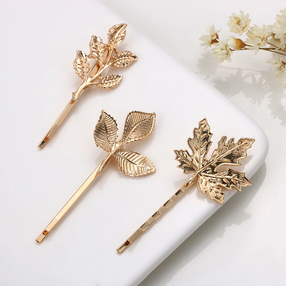 Модная металлическая заколка для волос с листьями женщин Шпилька невесты