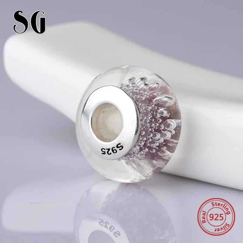 SG AliExpress бусины из муранского стекла, Стерлинговое Серебро, 925, сделай сам, Цветные Цветочные Подвески, подходят для оригинальных браслетов pandora, ювелирные изделия для подарка
