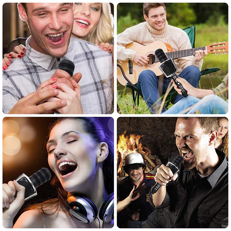 Беспроводной Bluetooth караоке микрофон 4 в 1 портативный ручной плеер динамик для