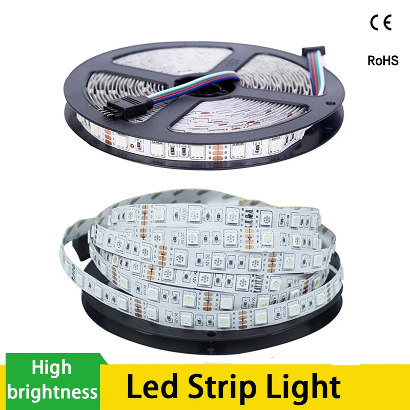 5 метровая Светодиодная лента RGB 3528 5050 Водонепроницаемый 12В водить 60leds/M Гибкая