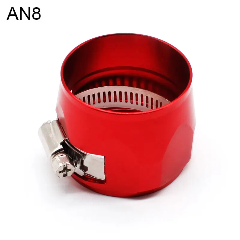 AN8 RED Car Accessories Oil Fuel Hose Clamp Hex Finishers Aluminum Hose End Fitting Oil Water Pipe Adapter AN4 AN6 AN8 - Цвет: AN8 RED