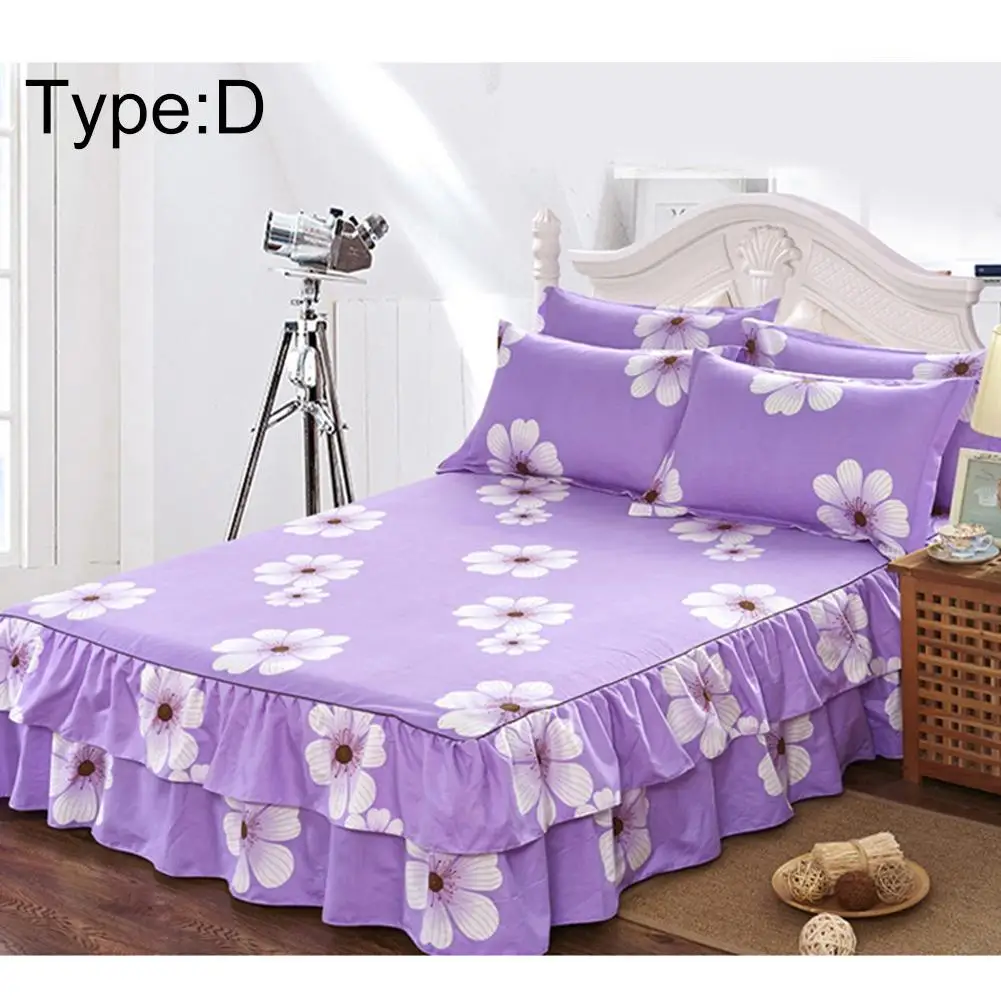 1 bed skirt D New150x200cm шлифовальное покрывало Королевское постельное покрывало утолщенный простынь один двойной кровати пыли рюшами - Цвет: 1 bed skirt D